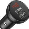 Baseus Digital Display Dual USB 4.8A Car Charger 24W Γκρι CCBX-0G