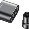 BASEUS high efficiency one to two cigarette lighter x2 80W + car charger 2xUSB 3,1A CRDYQ-01 Black - Image 2
