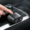 BASEUS high efficiency one to two cigarette lighter x2 80W + car charger 2xUSB 3,1A CRDYQ-01 Black - Image 3