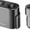 BASEUS high efficiency one to two cigarette lighter x2 80W + car charger 2xUSB 3,1A CRDYQ-01 Black